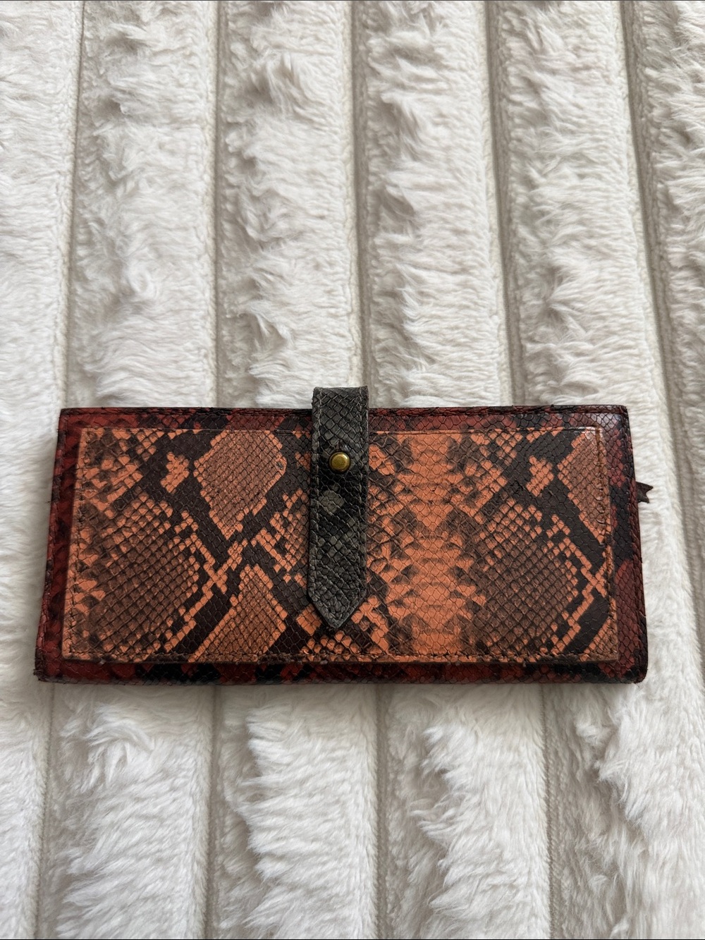MADEWELL Snake-Print Long Wallet in Copper Brown